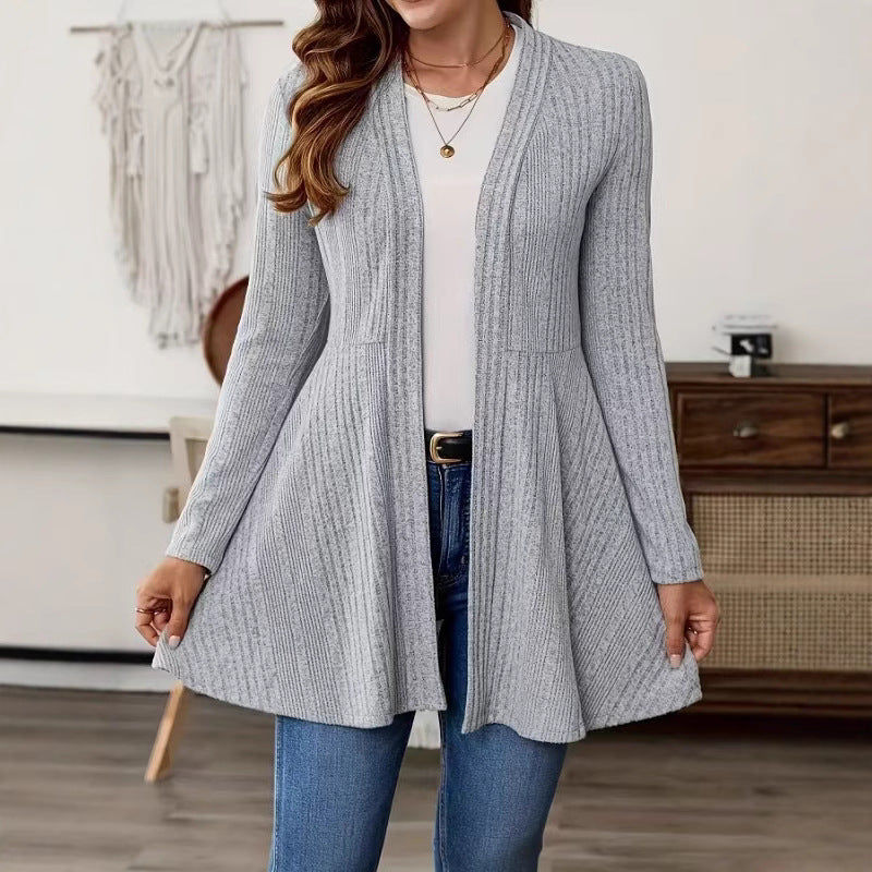 Damen Lange Strickjacke mit schwingendem Saum EB