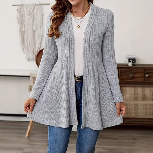 Damen Lange Strickjacke mit schwingendem Saum EB