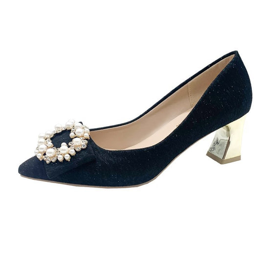 Damen elegante Pumps mit perlverzierten Akzenten EB