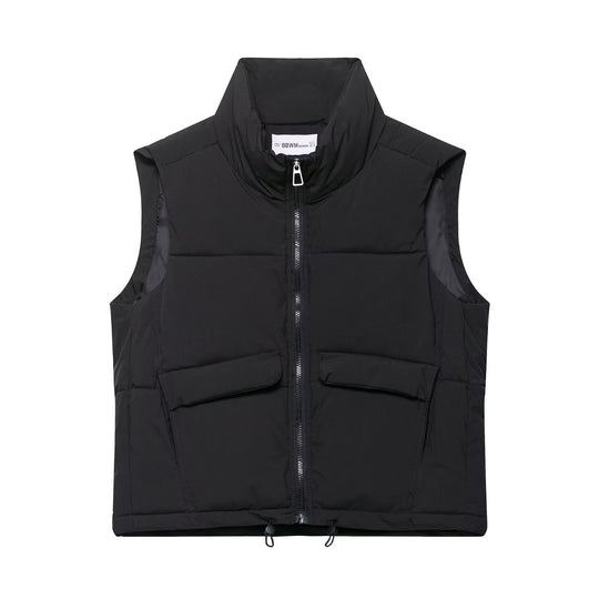 Damen stylische Steppweste mit hochgeschlossenem Kragen und praktischen Taschen EB