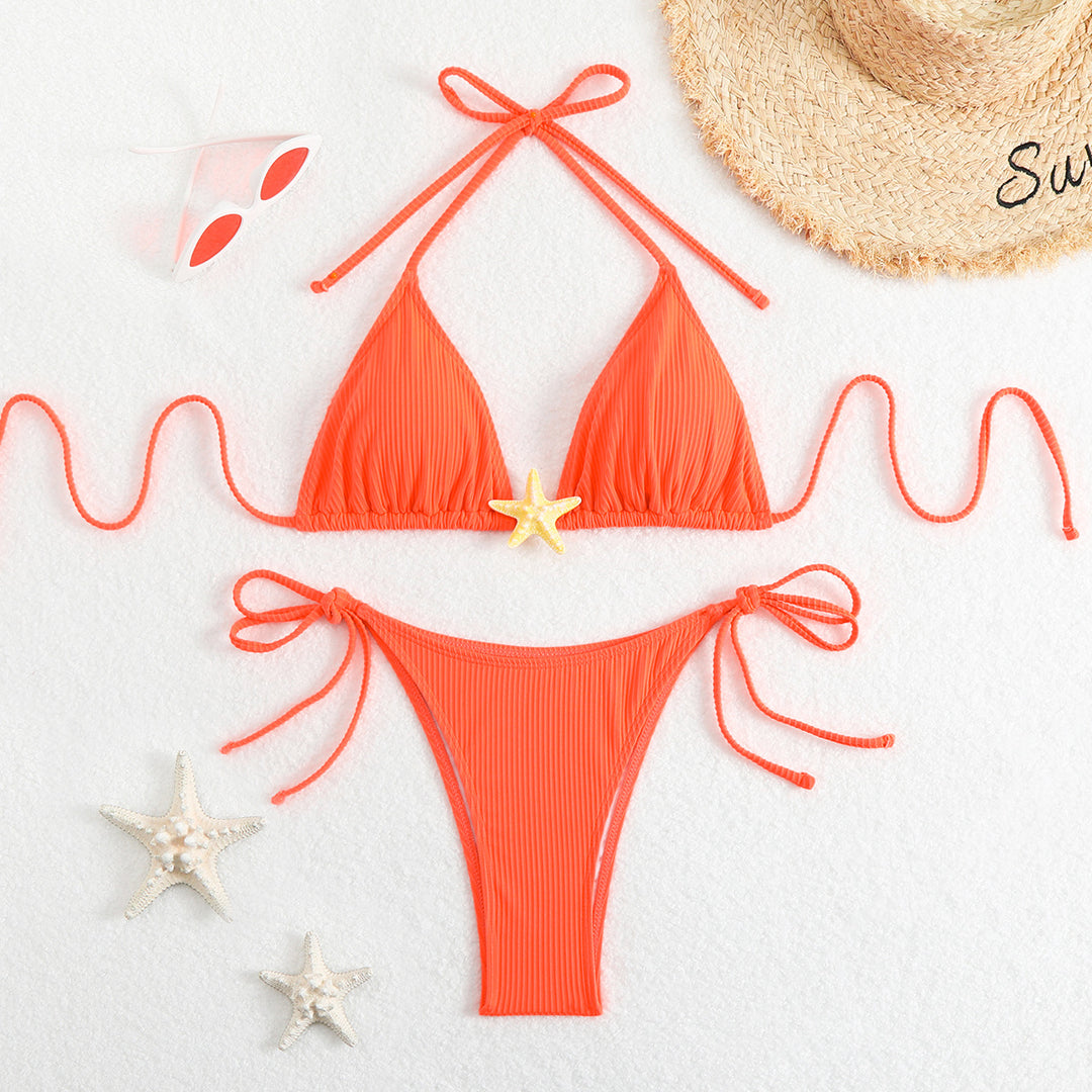 Damen Triangel-Bikini mit raffinierten Rüschen und verspielten Akzenten EB
