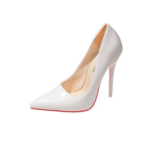 Damen Klassische High Heels mit spitz zulaufendem Design und hochglänzender Oberfläche EB