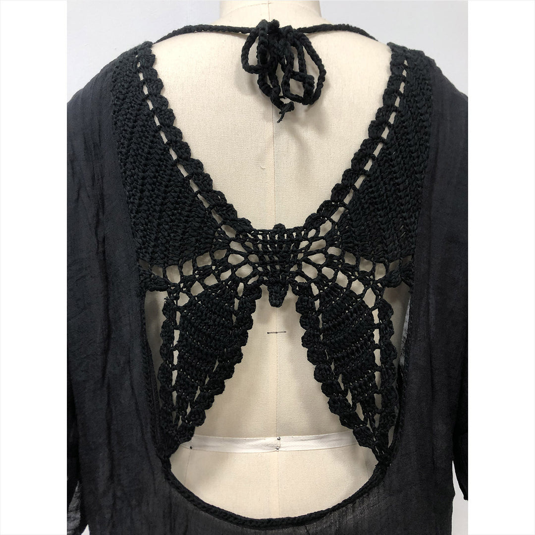 Damen lässiges Strandkleid mit V-Ausschnitt und Rüschensäumen EB