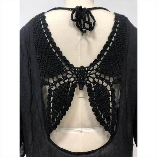 Damen lässiges Strandkleid mit V-Ausschnitt und Rüschensäumen EB