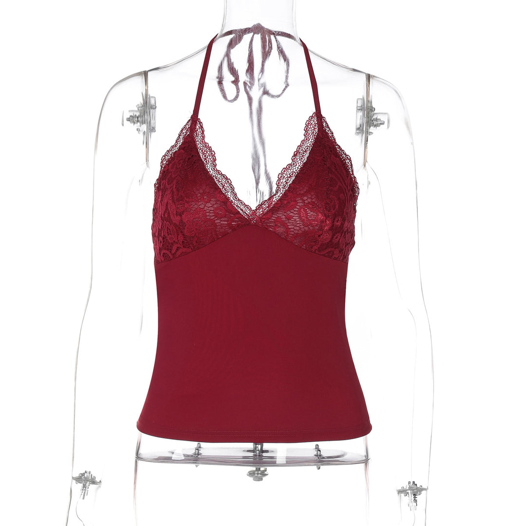 Damen Spitzen-Haltertop mit eleganten Raffungselementen EB