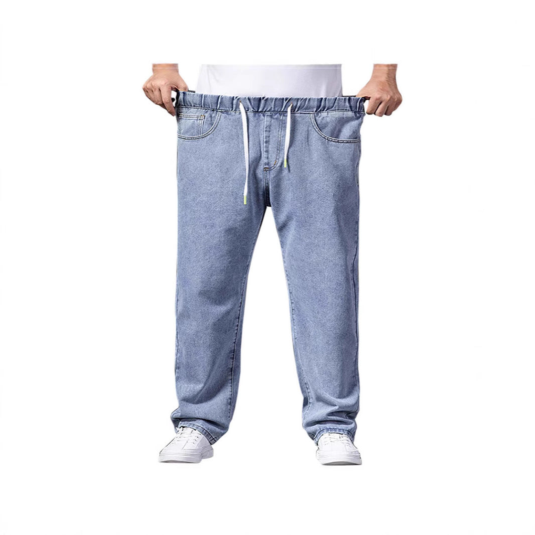 Herren nan weitenverstellbare Denim Jogginghose mit elastischem Bund und Kordelzug EB
