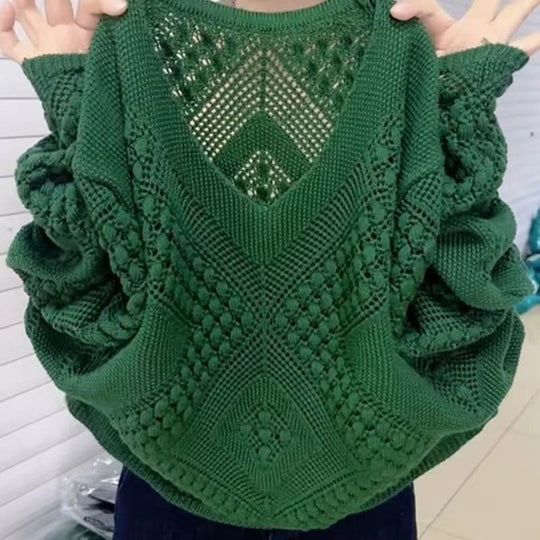 Damen Pullover mit V-Ausschnitt und modernem Strukturmuster EB