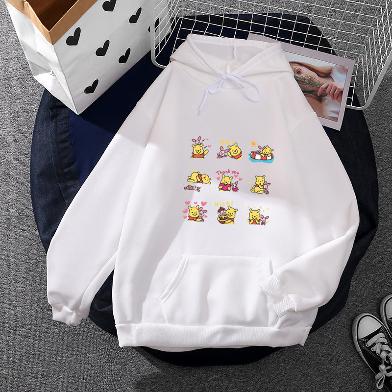 Damen nan Kapuzenpullover mit mehrfachem Comic-Emote-Print, oversized Schnitt und weichem Innenfutter EB