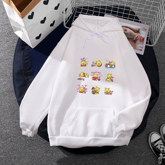 Damen nan Kapuzenpullover mit mehrfachem Comic-Emote-Print, oversized Schnitt und weichem Innenfutter EB