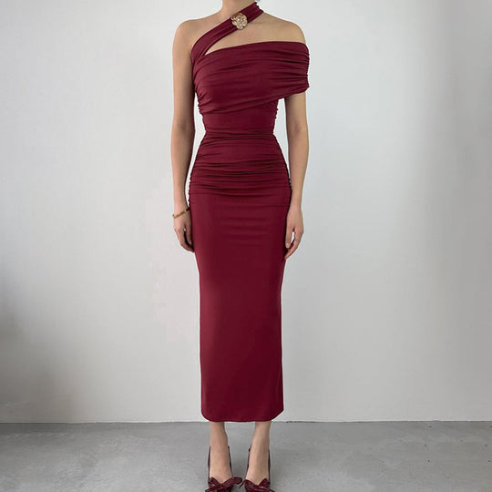Damen Elegantes Wickelabendkleid mit asymmetrischem Schnitt und figurformendem Design EB