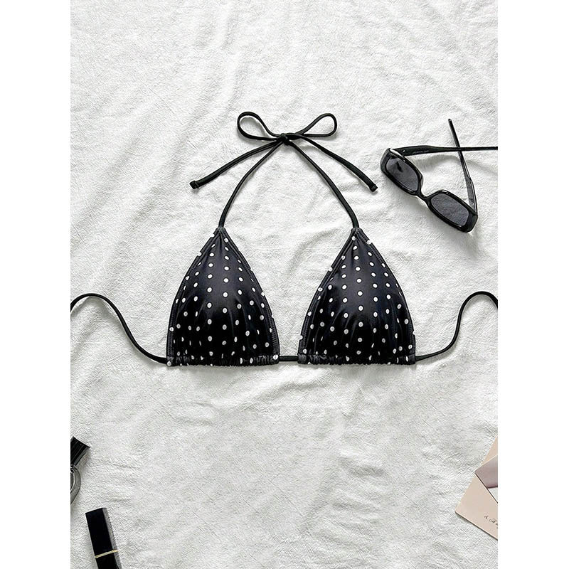 Damen Triangel-Bikini mit verstellbaren Trägern und spielerischem Polka-Dots-Muster EB