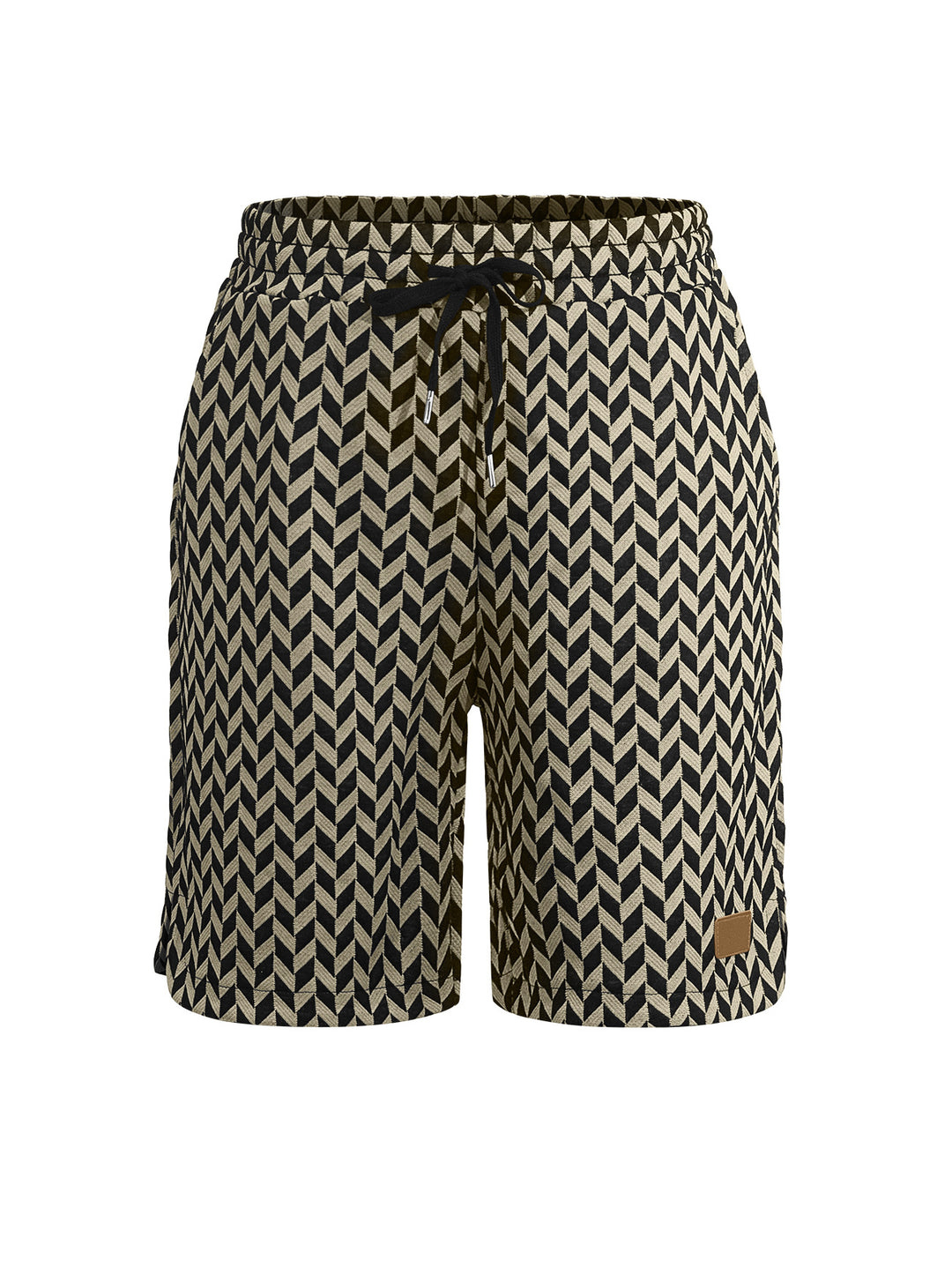 Damen nan Jacquard-Shorts mit elastischem Komfortbund, Tunnelzug und Fischgrätmuster EB