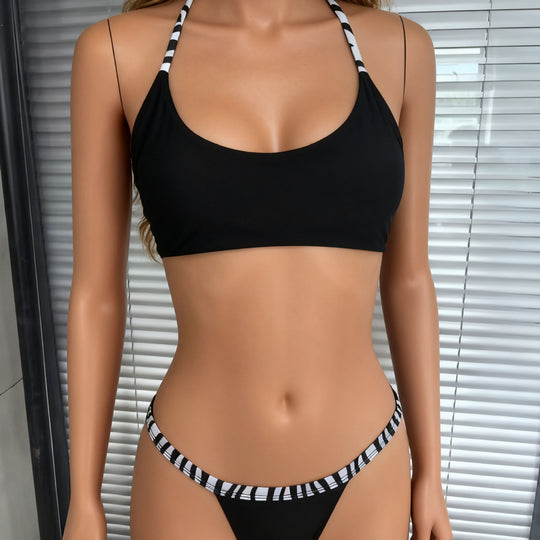 Damen Sportlicher Bikini mit innovativem Streifendesign EB