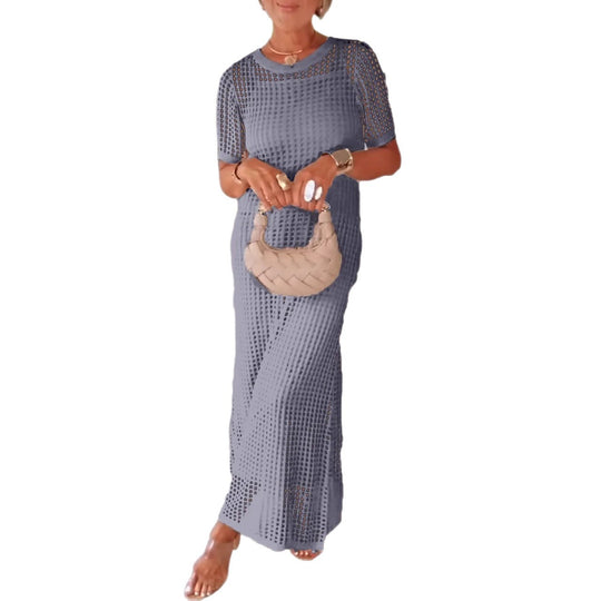 Frauen Elegante Mesh Maxi Kleid EB