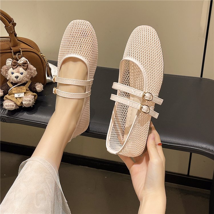 Damen atmungsaktive Ballerinas mit Doppelschnalle EB