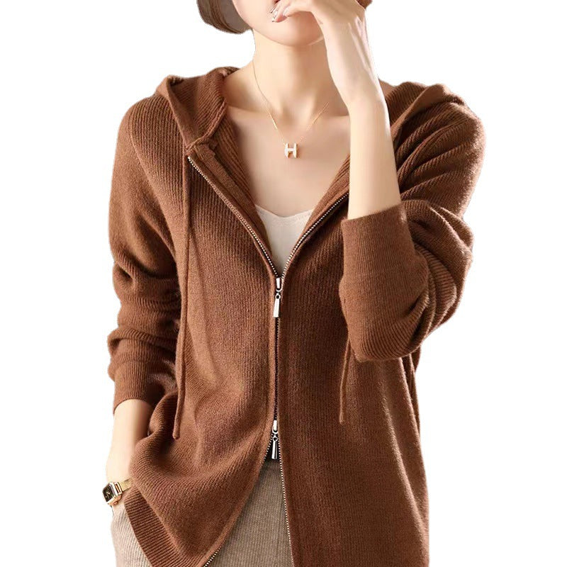 Damen Sportlicher Zip-Hoodie aus feinem Strick EB
