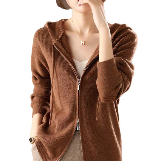 Damen Sportlicher Zip-Hoodie aus feinem Strick EB