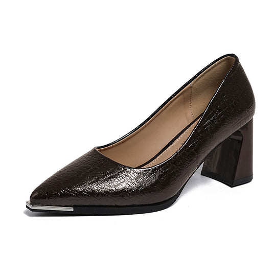 Damen Elegante spitze Pumps mit modischem Blockabsatz EB