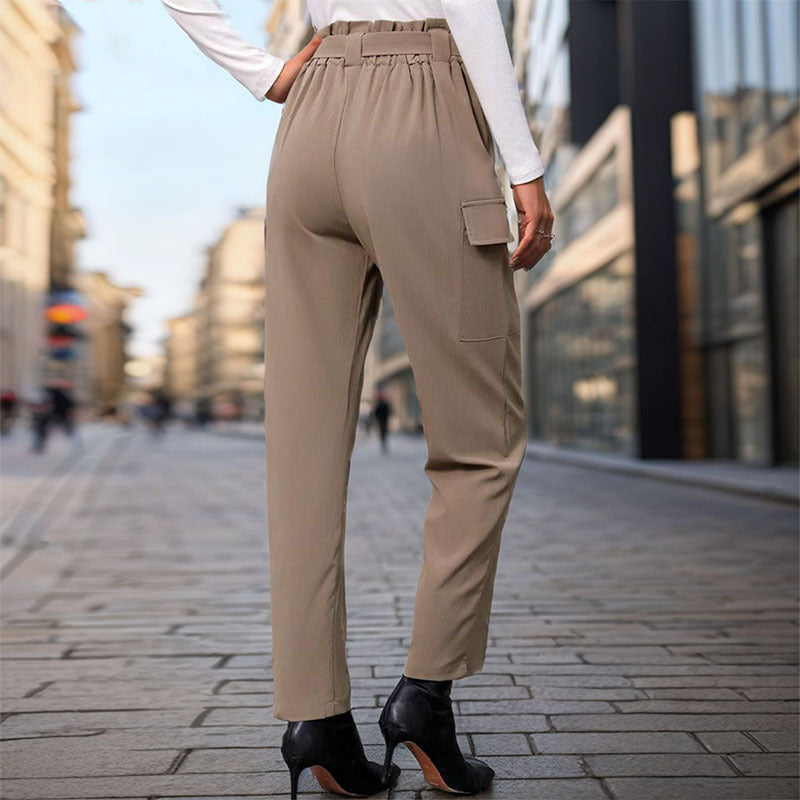 Damen Cargo-Hosen mit hohem Bund und praktischen Seitentaschen EB