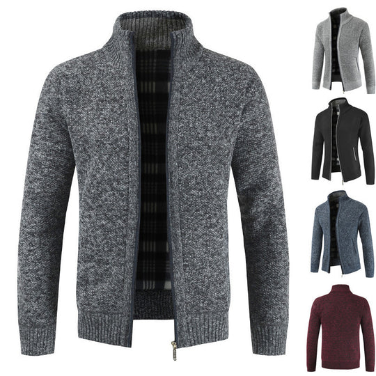 Herren Strickjacke mit hohem Kragen und seitlichen Taschen EB