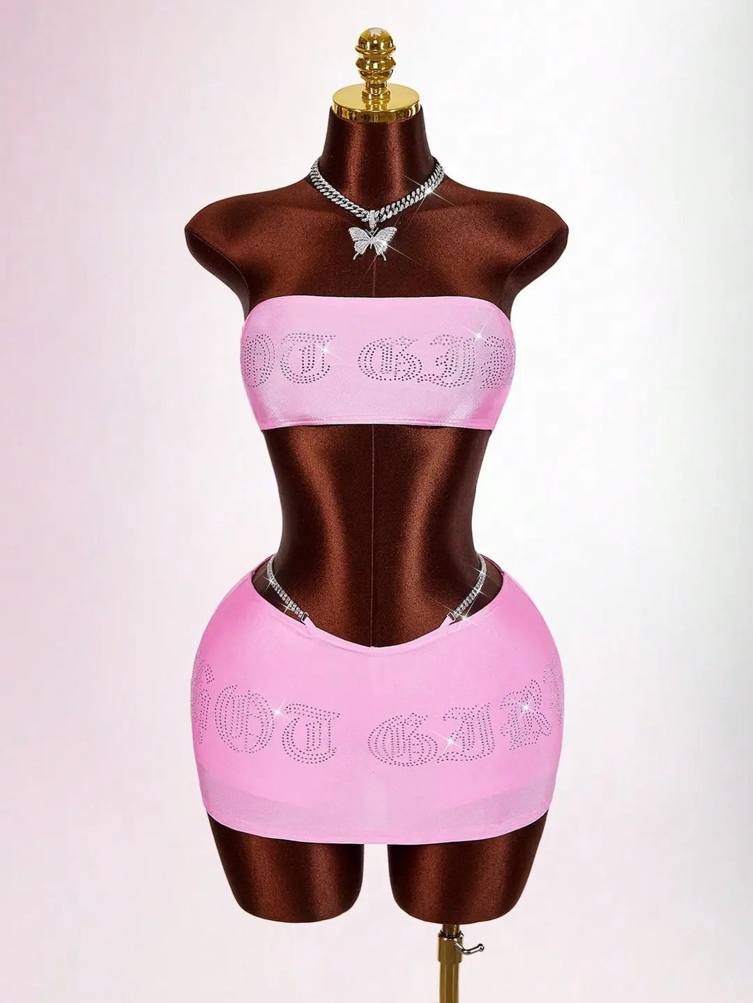 Damen Bandeau Top mit funkelndem Schriftzug EB