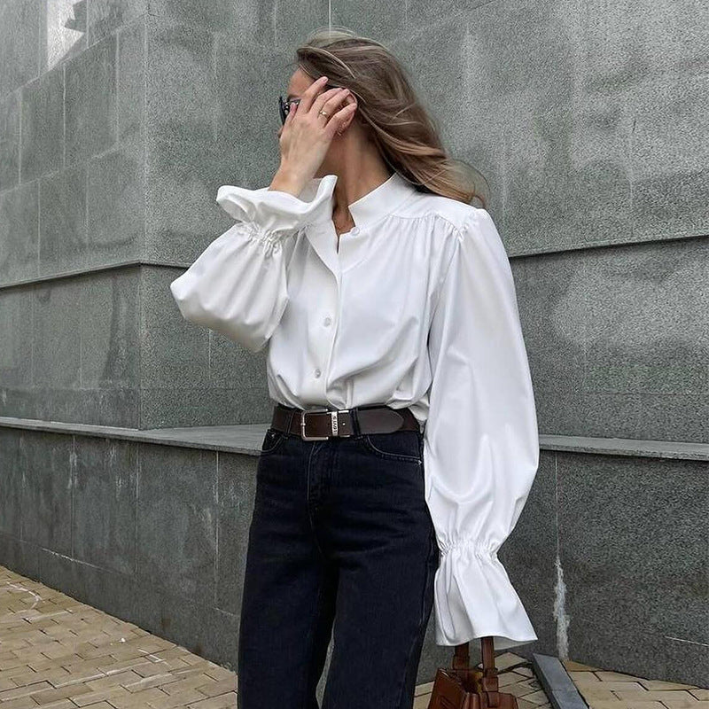 Damen Elegante Bluse mit voluminösen Ärmeln EB