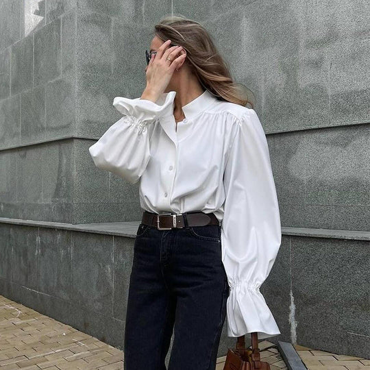 Damen Elegante Bluse mit voluminösen Ärmeln EB