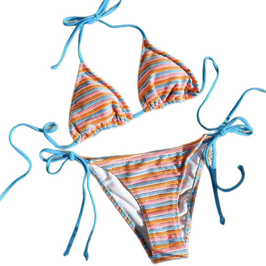 Damen Bikinimodell mit verspieltem Streifenmuster EB