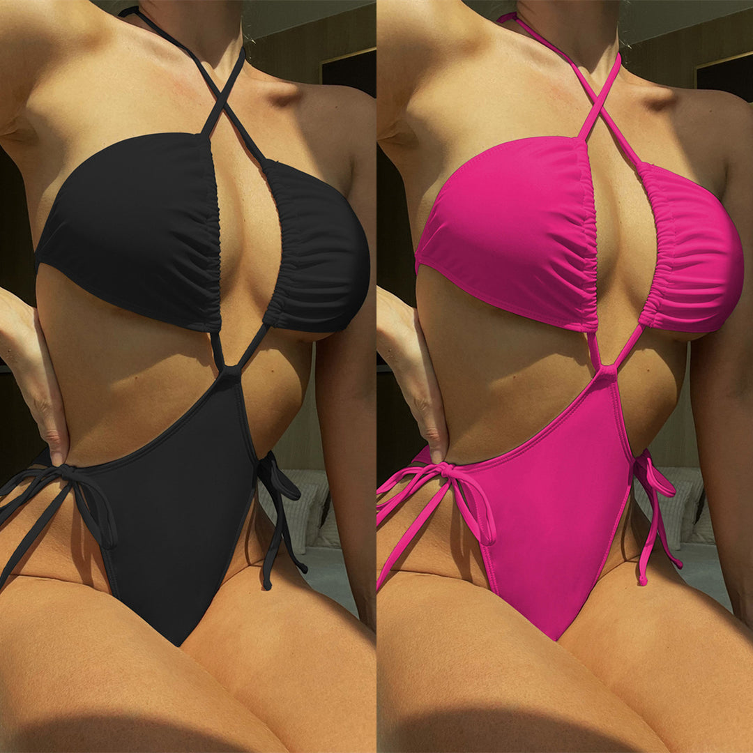 Damen Hochgeschnittener String-Bikini mit kreuzförmigem Oberteil EB