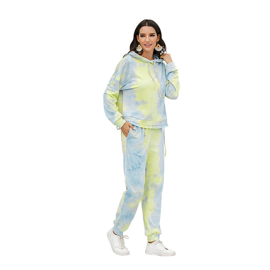 Damen lässiges Sweater-Set mit Kapuze und Kordelzug EB