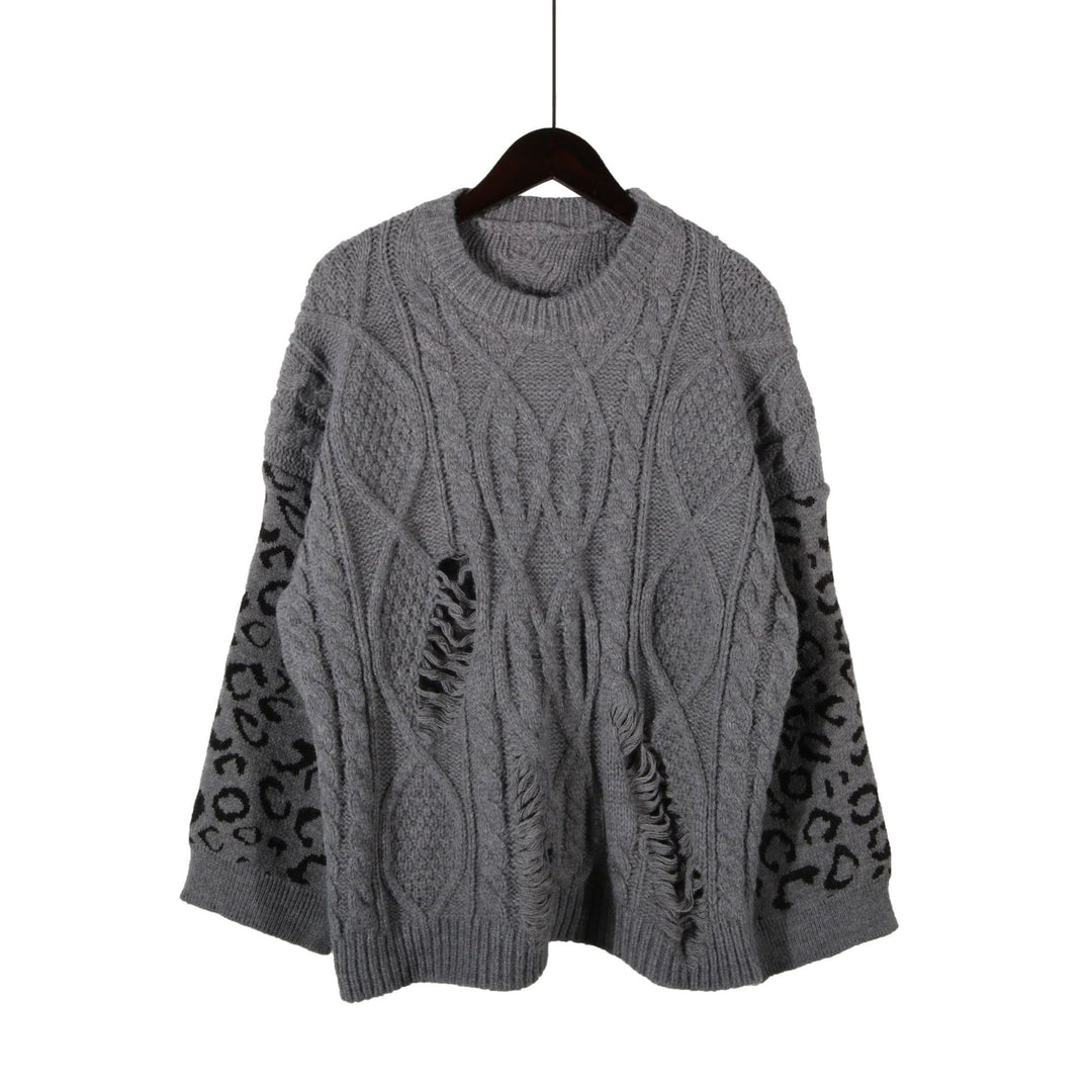 Damen lässiger Strickpullover mit modernem Muster und einzigartigen Details EB