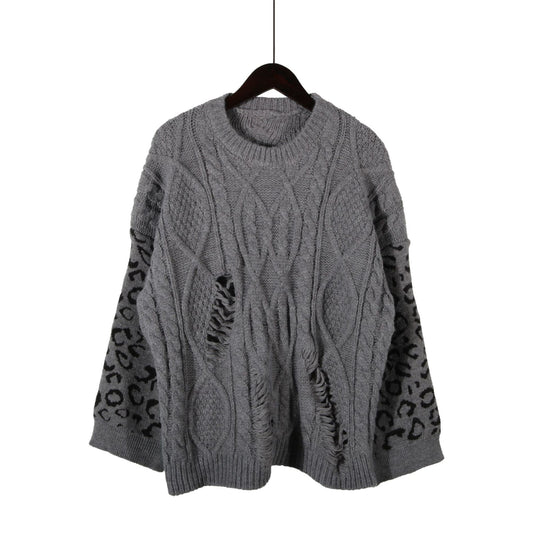 Damen lässiger Strickpullover mit modernem Muster und einzigartigen Details EB