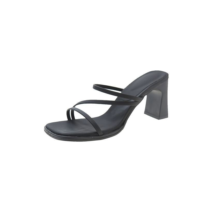 Damen elegante Sandaletten mit schickem Blockabsatz und feinen Riemchen EB