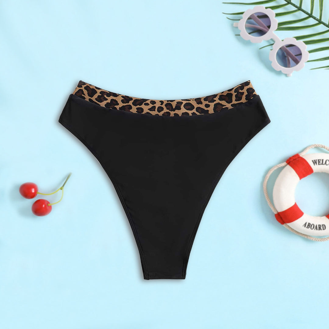 Damen Hochtailliertes Bikini-Unterteil mit modischem Leopardenmuster EB