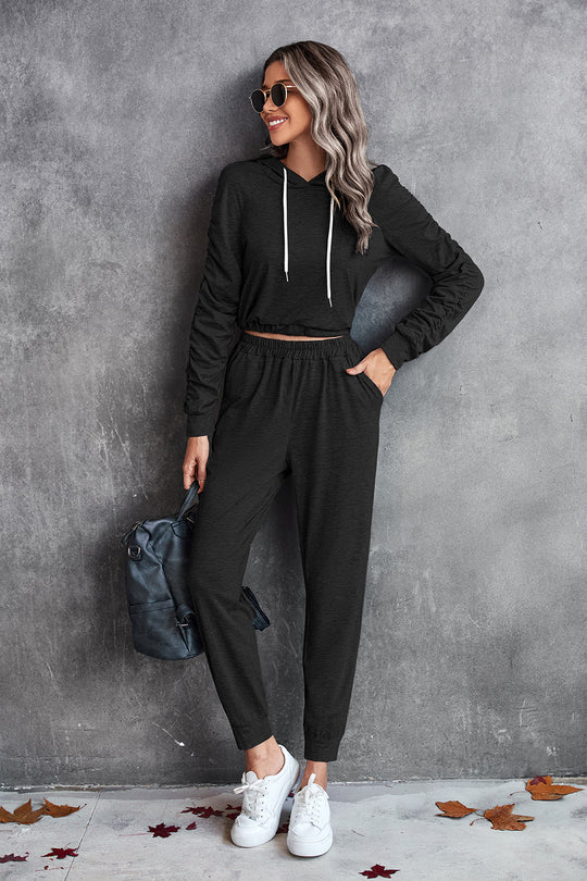 Damen bequemer Hoodie-Overall mit praktischen Taschen und elastischem Taillenzug EB