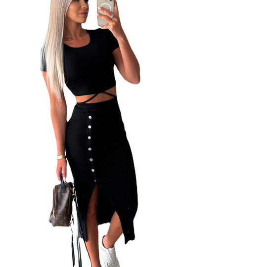 Damen Set mit cropped Top und Midi-Rock EB