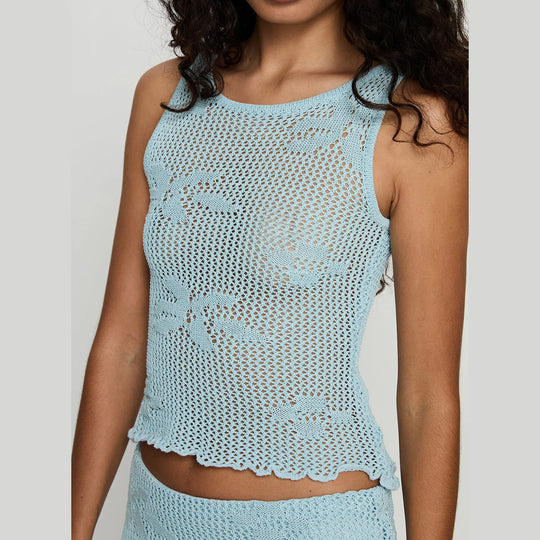 Damen modernes Häkeloberteil und Miniröckchen Set EB