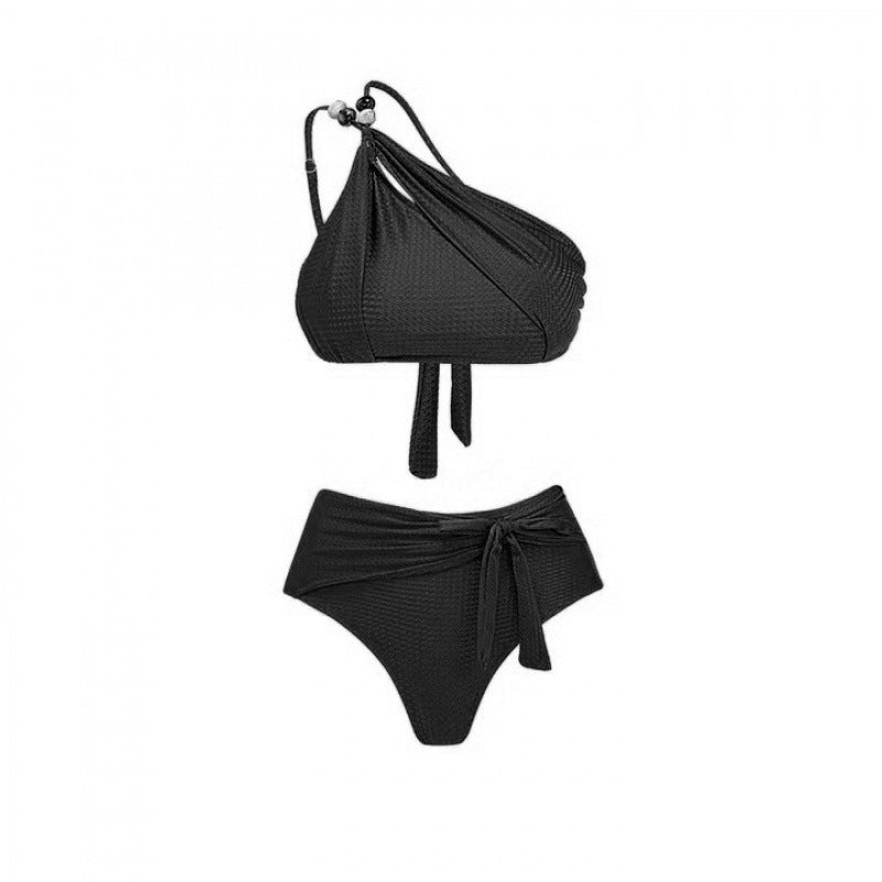 Damen Hochgeschnittener Bikini mit asymmetrischem Schnitt und raffiniertem Wickel-Design EB