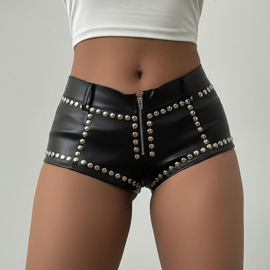 Damen modischer Minirock mit asymmetrischem Schnitt und metallischen Details EB