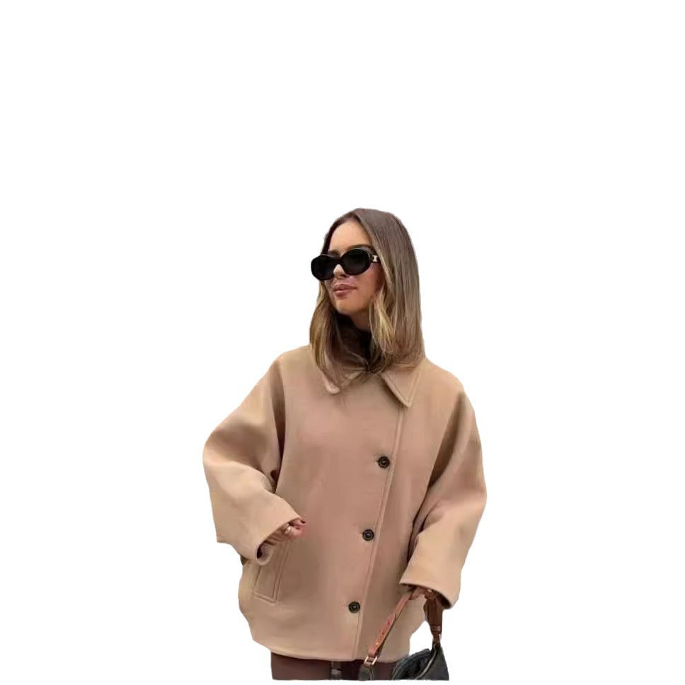 Damen Oversized Wollmantel mit modernem Schnitt und praktischen Taschen EB