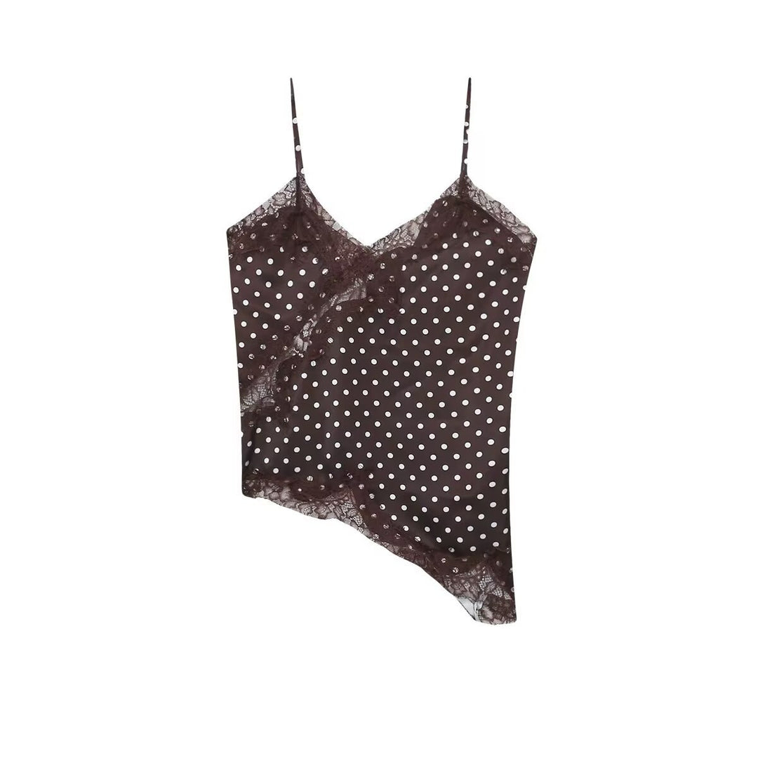 Damen-Spitzen-Camisole mit asymmetrischem Schnitt und eleganten Punkten EB