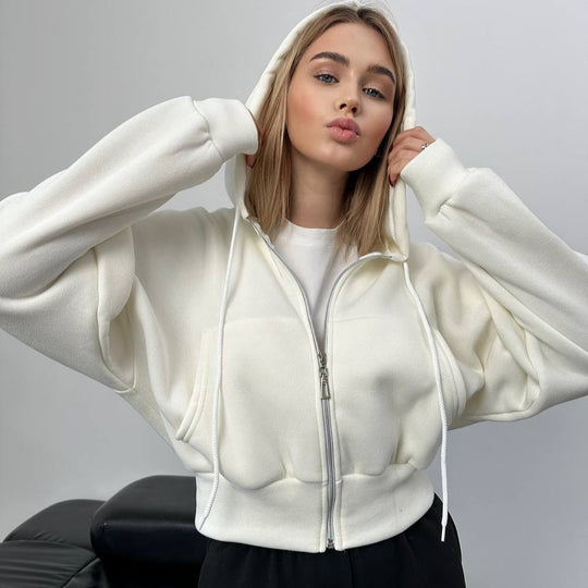 Damen minimalistisches Sculpt-Fit Lounge-Set mit tailliertem Reißverschluss-Hoodie und formender High-Waist-Jogpant Eichborn Berlin