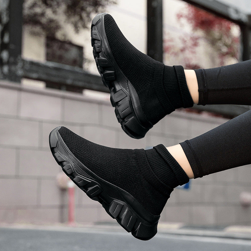 Damen Atmungsaktive Slip-On Sneakers mit luftdurchlässiger Strick-Oberfläche und flexibler Sohle EB