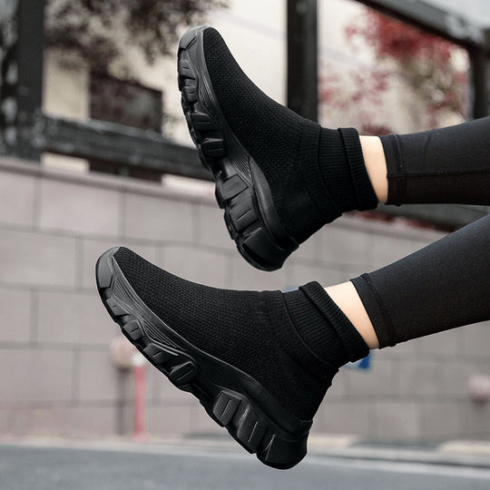 Damen Atmungsaktive Slip-On Sneakers mit luftdurchlässiger Strick-Oberfläche und flexibler Sohle EB