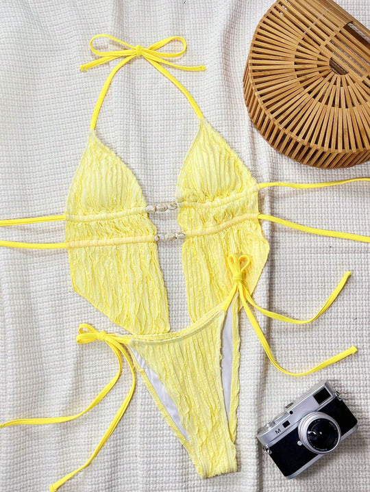 Damen Bikini-Set mit modischem Rüschendesign und verstellbaren Bindebändern EB