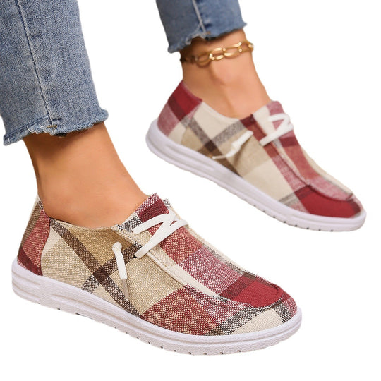 Damen Casual Sneakers im modischen Karomuster EB