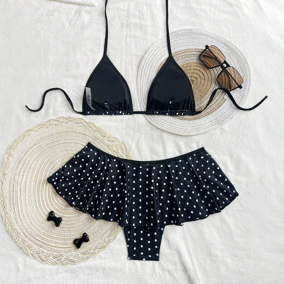 Damen Triangel-Bikini mit gerafftem Volant EB