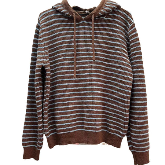 Damen Gemütlicher Kapuzenpullover mit Streifenmuster EB