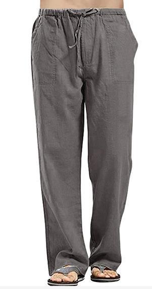 Herren nan lockere Leinenhose mit Tunnelzugbund und geradem Bein EB