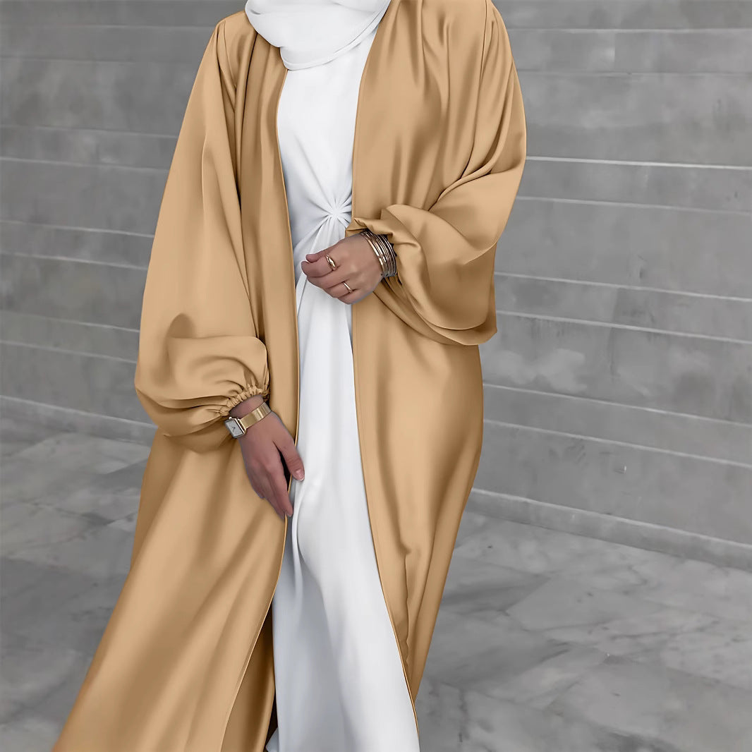 Damen Elegante Satinjacke mit weit geschnittenen Ärmeln EB